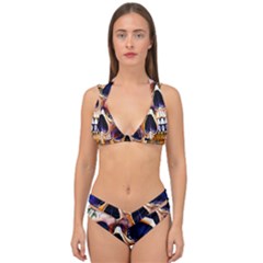 Bone Skull Floral Double Strap Halter Bikini Set