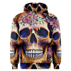 Bone Skull Floral Men s Overhead Hoodie