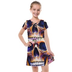 Bone Skull Floral Kids  Cross Web Dress by GardenOfOphir