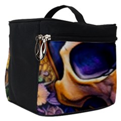 Bone Skull Floral Make Up Travel Bag (small) by GardenOfOphir