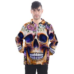 Bone Skull Floral Men s Half Zip Pullover