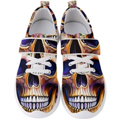 Bone Skull Floral Men s Velcro Strap Shoes by GardenOfOphir