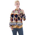 Bone Skull Floral Women s Long Sleeve Pocket Shirt View1