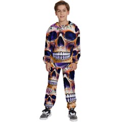 Bone Skull Floral Kids  Sweatshirt Set