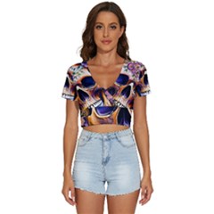 Bone Skull Floral V-neck Crop Top by GardenOfOphir