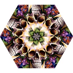 Death Skull Floral Mini Folding Umbrellas by GardenOfOphir