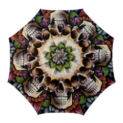 Death Skull Floral Golf Umbrellas by GardenOfOphir