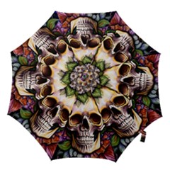 Death Skull Floral Hook Handle Umbrellas (medium) by GardenOfOphir