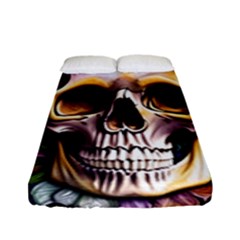 Death Skull Floral Fitted Sheet (full/ Double Size) by GardenOfOphir