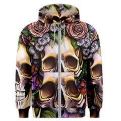 Death Skull Floral Men s Zipper Hoodie