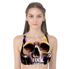 Death Skull Floral Tank Bikini Top by GardenOfOphir