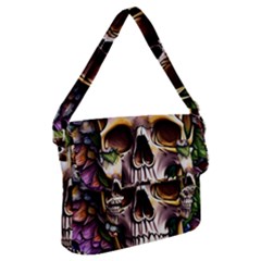 Death Skull Floral Buckle Messenger Bag by GardenOfOphir