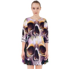 Death Skull Floral Smock Dress by GardenOfOphir