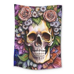 Death Skull Floral Medium Tapestry