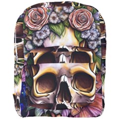 Death Skull Floral Full Print Backpack by GardenOfOphir