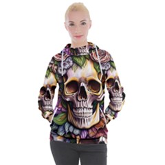 Death Skull Floral Women s Hooded Pullover