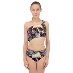 Death Skull Floral Spliced Up Two Piece Swimsuit by GardenOfOphir