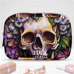 Death Skull Floral Make Up Pouch (small) by GardenOfOphir