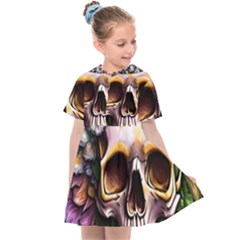 Death Skull Floral Kids  Sailor Dress by GardenOfOphir