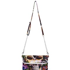 Death Skull Floral Mini Crossbody Handbag by GardenOfOphir