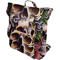 Death Skull Floral Buckle Up Backpack by GardenOfOphir