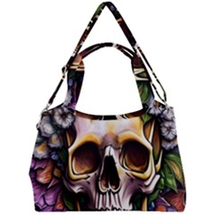 Death Skull Floral Double Compartment Shoulder Bag by GardenOfOphir