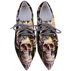 Death Skull Floral Pointed Oxford Shoes by GardenOfOphir