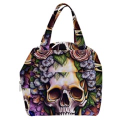 Death Skull Floral Boxy Hand Bag by GardenOfOphir