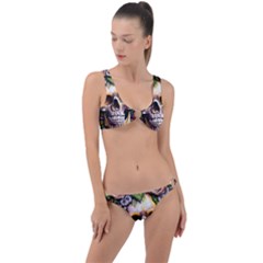 Death Skull Floral Ring Detail Crop Bikini Set by GardenOfOphir