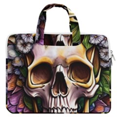 Death Skull Floral Macbook Pro 13  Double Pocket Laptop Bag by GardenOfOphir