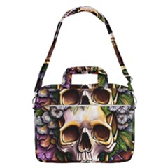 Death Skull Floral Macbook Pro 16  Shoulder Laptop Bag by GardenOfOphir