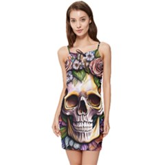 Death Skull Floral Summer Tie Front Dress by GardenOfOphir