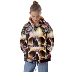 Death Skull Floral Kids  Oversized Hoodie