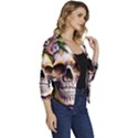 Death Skull Floral Women s Casual 3/4 Sleeve Spring Jacket View3