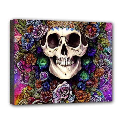 Dead Cute Skull Floral Deluxe Canvas 20  X 16  (stretched) by GardenOfOphir