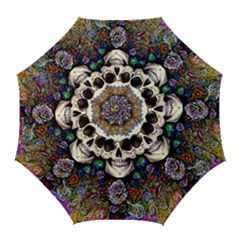 Dead Cute Skull Floral Golf Umbrellas by GardenOfOphir