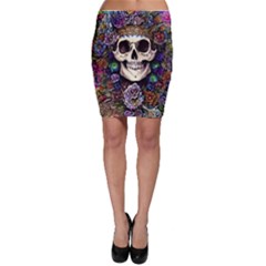 Dead Cute Skull Floral Bodycon Skirt by GardenOfOphir