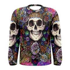 Dead Cute Skull Floral Men s Long Sleeve Tee