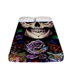 Dead Cute Skull Floral Fitted Sheet (full/ Double Size) by GardenOfOphir