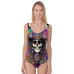 Dead Cute Skull Floral Princess Tank Leotard  by GardenOfOphir