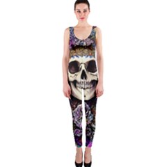 Dead Cute Skull Floral One Piece Catsuit by GardenOfOphir