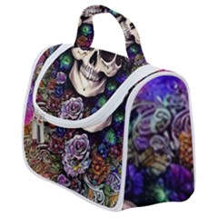 Dead Cute Skull Floral Satchel Handbag by GardenOfOphir