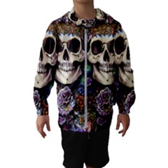 Dead Cute Skull Floral Kids  Hooded Windbreaker