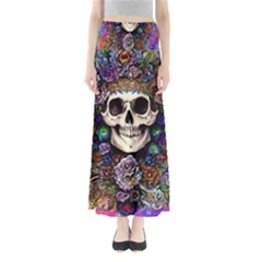 Dead Cute Skull Floral Full Length Maxi Skirt by GardenOfOphir