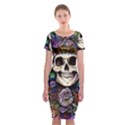 Dead Cute Skull Floral Classic Short Sleeve Midi Dress View1