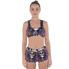 Dead Cute Skull Floral Racerback Boyleg Bikini Set by GardenOfOphir