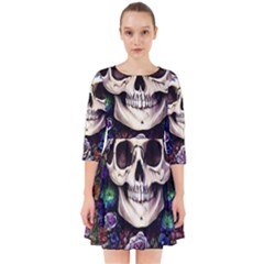 Dead Cute Skull Floral Smock Dress by GardenOfOphir