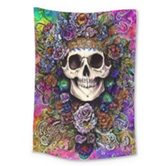 Dead Cute Skull Floral Large Tapestry