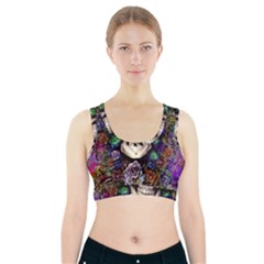 Dead Cute Skull Floral Sports Bra With Pocket by GardenOfOphir