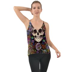 Dead Cute Skull Floral Chiffon Cami by GardenOfOphir